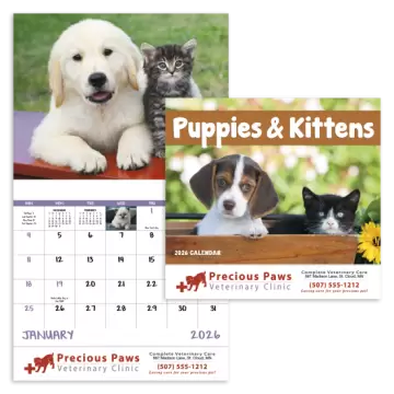 Puppies & Kittens Wall Calendar - Stapled